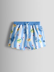 JoJo Maman Bébé Blue Tennis Stripe Swim Shorts - Image 2 of 4