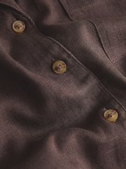 Chocolate Brown Revere Collar Sleeveless Shirt with Linen - Image 5 of 6