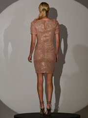 Jolie Moi Sequin Square Neck Pencil Dress - Imagen 2 de 6