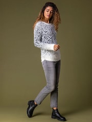 Roman White Mosaic Print Fluffy Jumper - Image 3 of 5