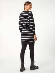 Roman Black Stripe Print Knitted Jumper Dress - Image 2 of 5