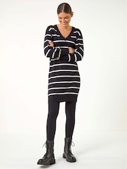 Roman Black Stripe Print Knitted Jumper Dress - Image 3 of 5