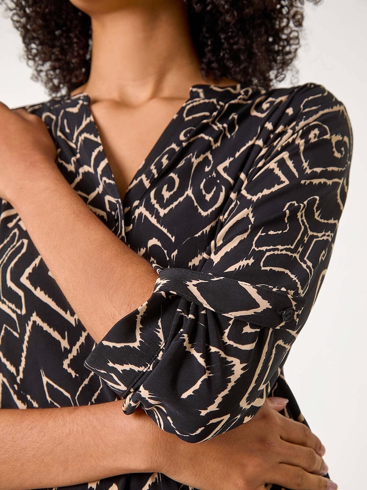 Roman Black Abstract Print Stretch Jersey Shirt - Image 6 of 6