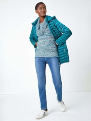 Roman Blue Cowl Neck Tape Yarn Jumper - Image 1 of 5