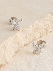 Sterling Silver Butterfly Cubic Zirconia Stud Earrings - Image 1 of 4