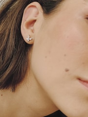 Sterling Silver Butterfly Cubic Zirconia Stud Earrings - Image 3 of 4