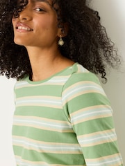 FatFace Breton Green Striped 100% Cotton T-Shirt - Image 4 of 6