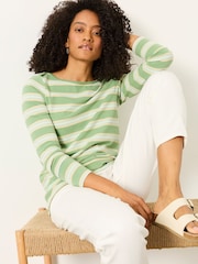 FatFace Breton Green Striped 100% Cotton T-Shirt - Image 5 of 6