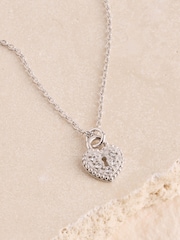 Sterling Silver Padlock Heart Necklace - Image 2 of 3