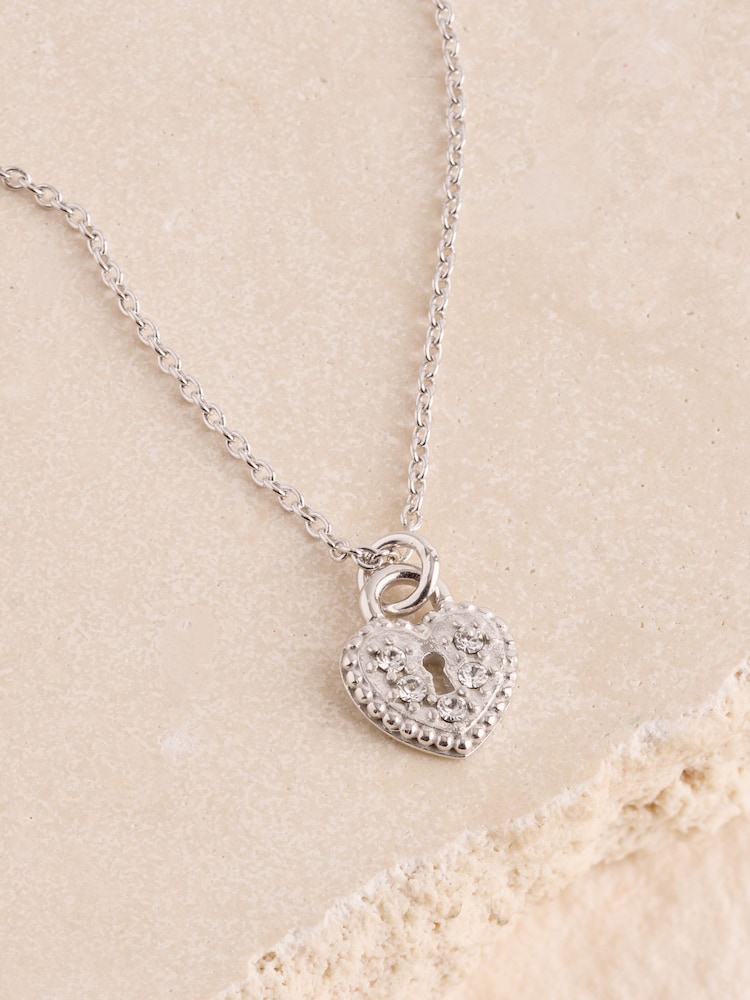 Sterling Silver Padlock Heart Necklace - Image 2 of 3 Sterling Silver Padlock Heart Necklace - Image 2 of 3