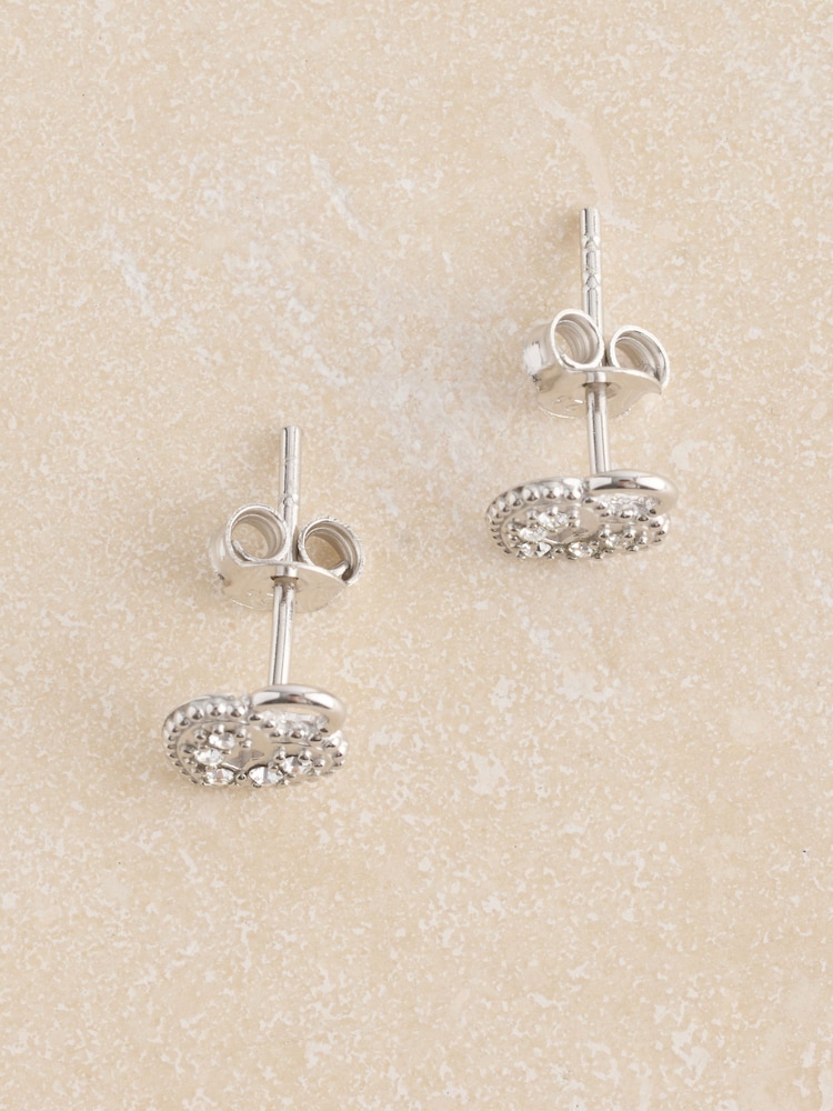 Sterling Silver Padlock Heart Stud Earrings - Image 2 of 3 Sterling Silver Padlock Heart Stud Earrings - Image 2 of 3
