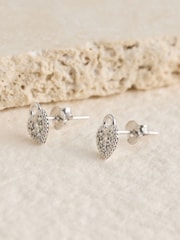Sterling Silver Padlock Heart Stud Earrings - Image 3 of 3