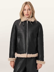 AllSaints Black Lorel Flying Jacket - Image 1 of 6