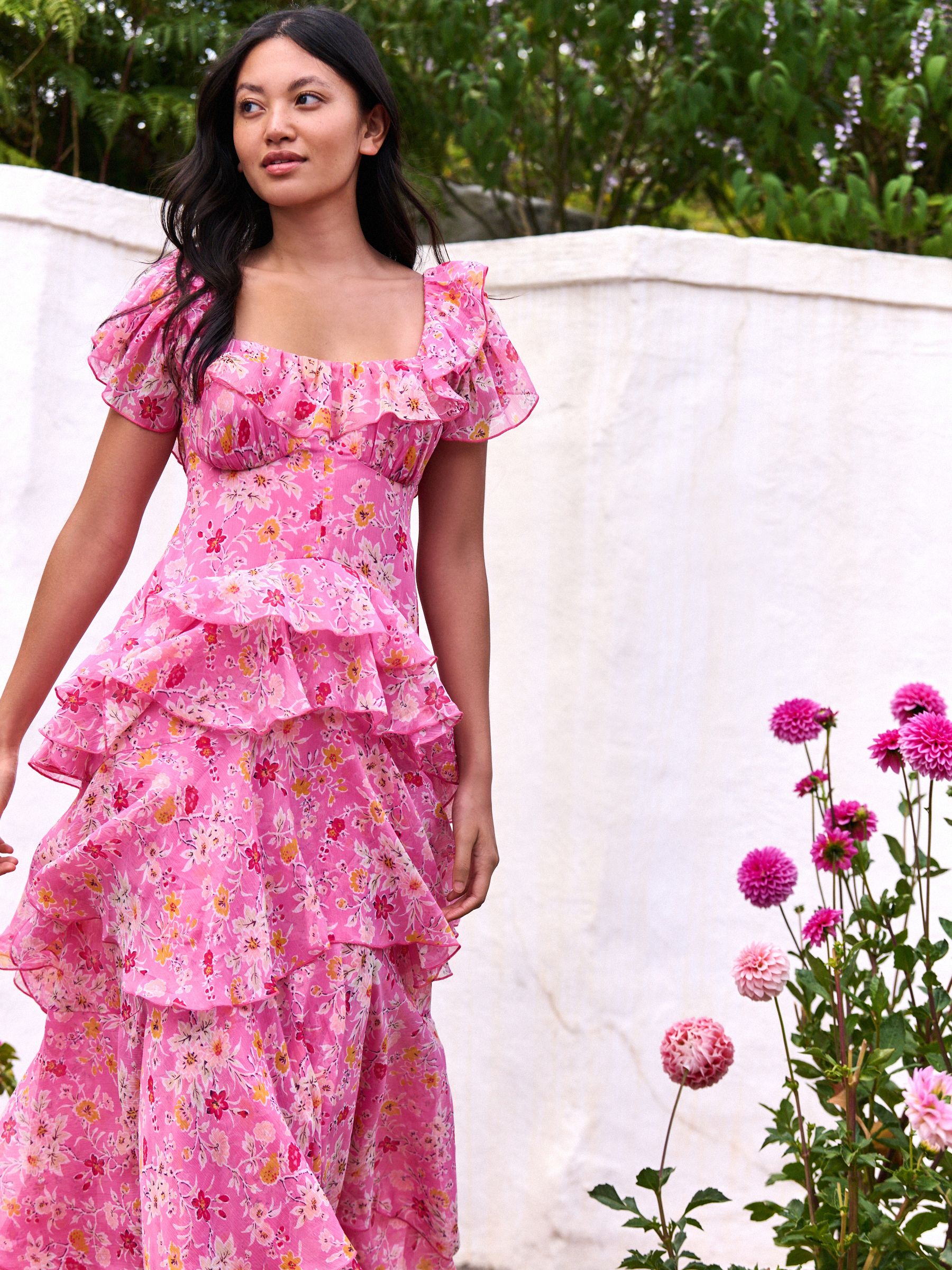 Buy Laura Ashley Pink Cassington Spray Ruffle Dress from the Next