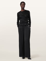 AllSaints Black Nyla Long Sleeve Top - Image 3 of 8