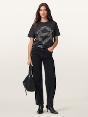 AllSaints Black Drip Embellished Boyfriend T-Shirt - Image 3 of 7