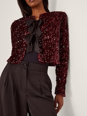 Monsoon Red Belinda Bow Sequin Jacket - Image 4 of 4