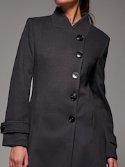 Jolie Moi Grey Asymmetric Button Detail Fit & Flare Coat - Image 6 of 6