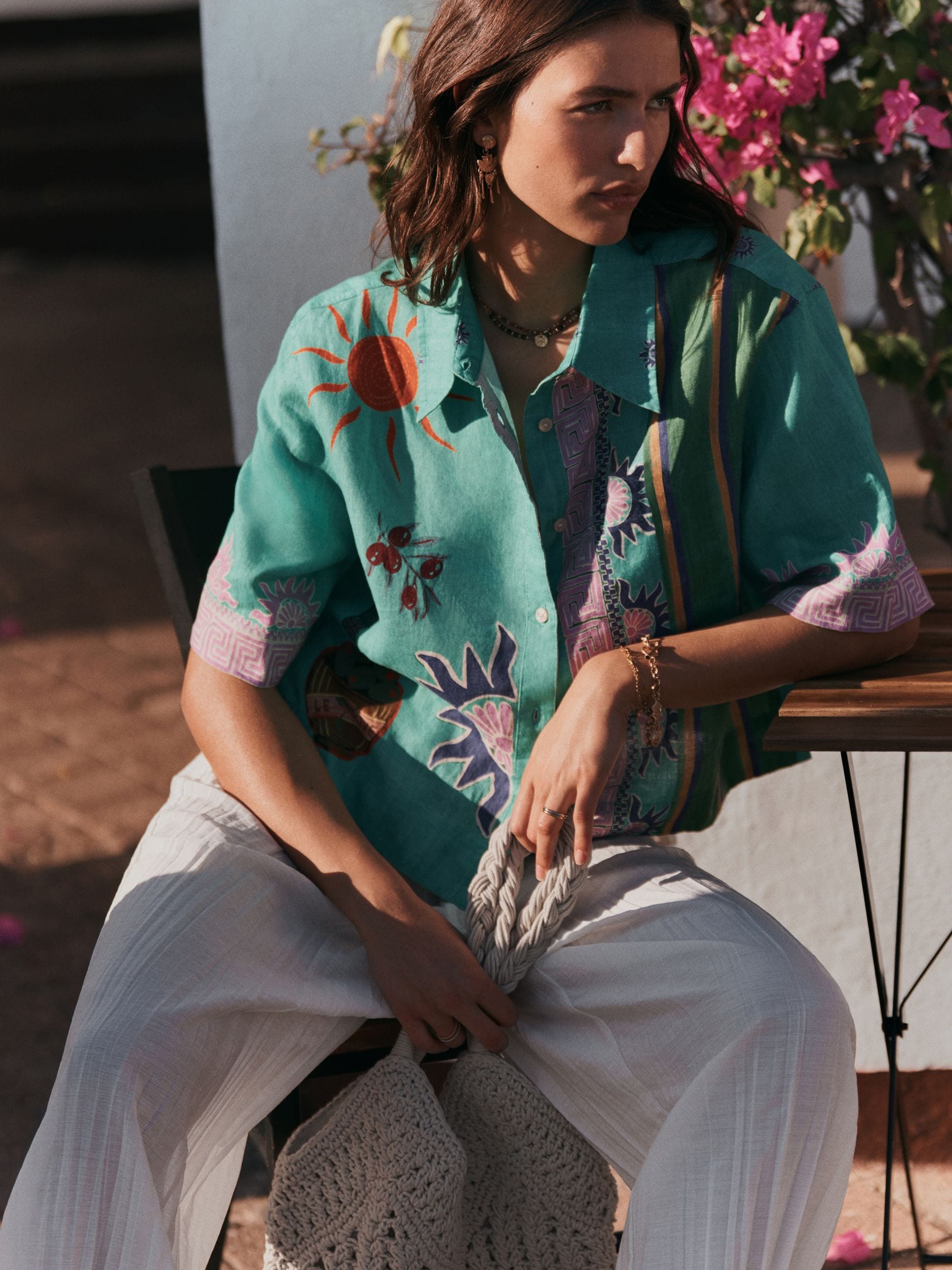 Buy зелений Анотація принт - N. Premium Boxy Short Sleeve Shirt з