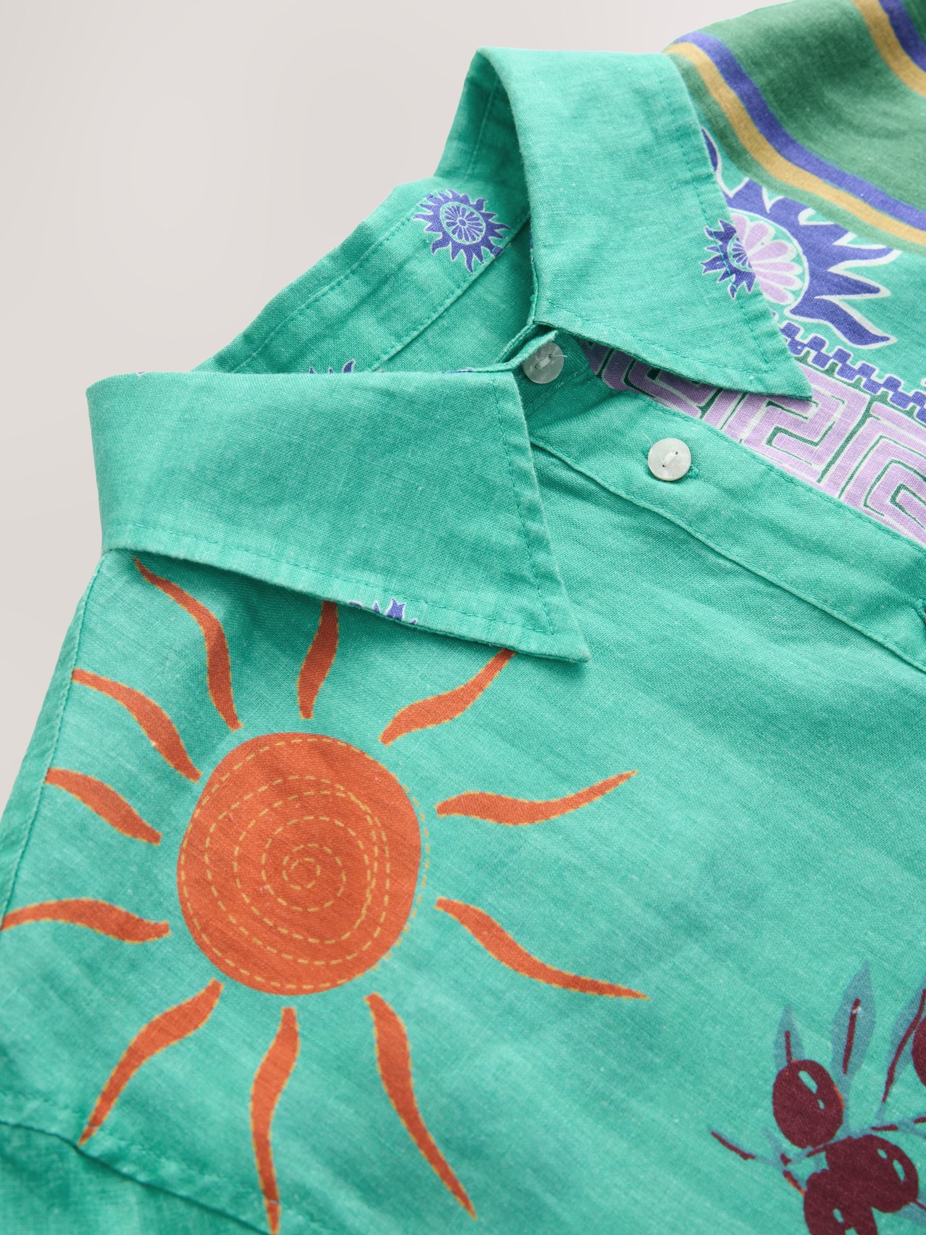 Buy зелений Анотація принт - N. Premium 100% Linen Boxy Short