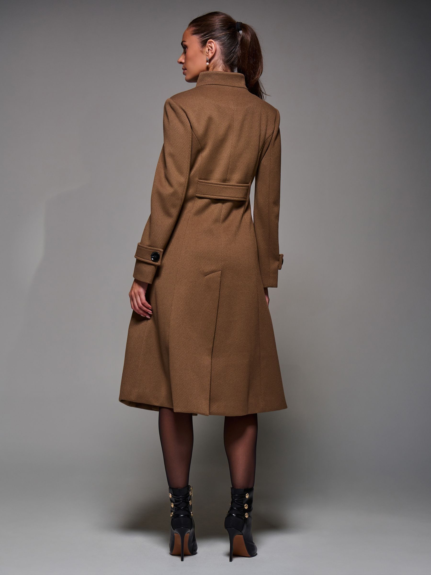 エムミーエメ Convertible flare coat Мme eme Buy Jolie Moi Brown Asymmetric Button Detail Fit & Flare Coat from