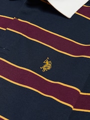 U.S. Polo Assn Blue Double Horsemen Stripe Rugby Shirt - Image 3 of 3
