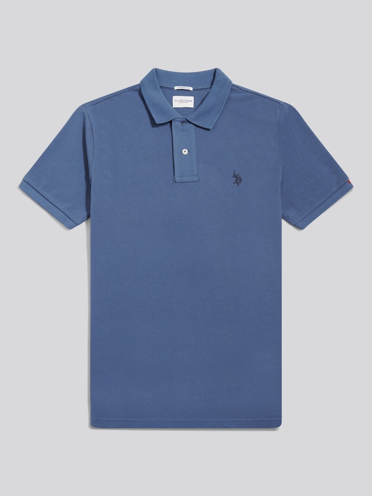 U.S. Polo Assn. Blue Marl Regular Fit Pique 100% Cotton Polo Shirt - Image 1 of 4 U.S. Polo Assn. Blue Marl Regular Fit Pique 100% Cotton Polo Shirt - Image 1 of 4