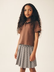 Neutral Check Pleated Skirt (3-16yrs) - Image 4 of 8