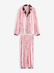 Bath & Body Works Pink Japanese Cherry Blossom Long Sleeve Button Through Pyjamas - Image 7 of 9
