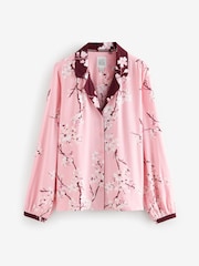 Bath & Body Works Pink Japanese Cherry Blossom Long Sleeve Button Through Pyjamas - Image 8 of 9