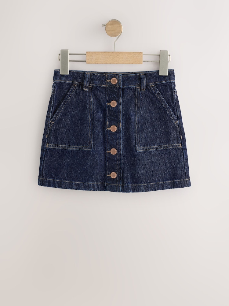 Dark Wash Denim Button Front Detail Skirt (3-16yrs) - Image 1 of 4