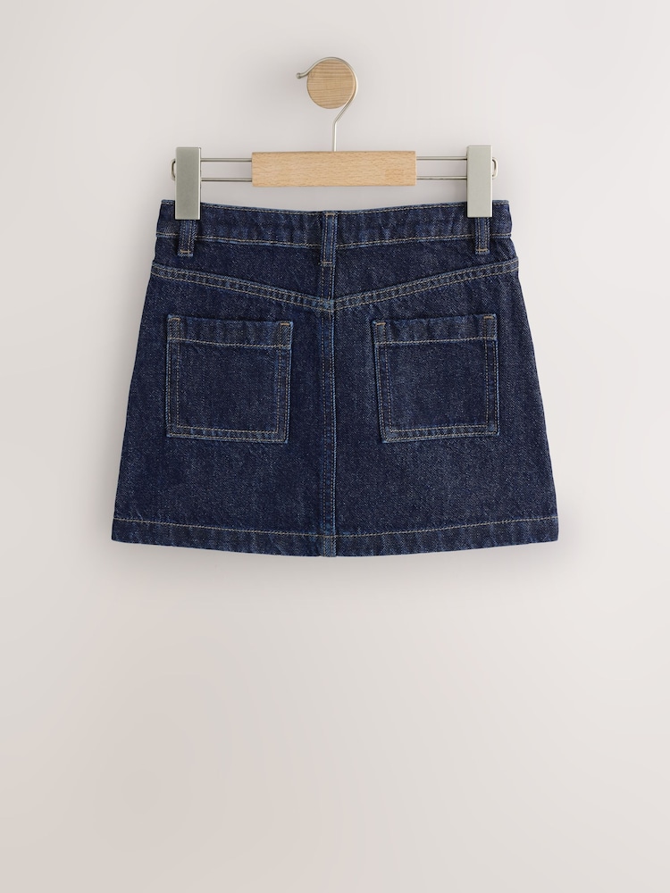 Dark Wash Denim Button Front Detail Skirt (3-16yrs) - Image 2 of 4