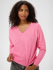Kaffe Pink V-Neck Jumper - Image 4 of 6
