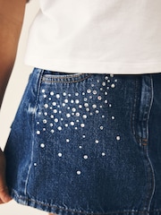 Diamante Detail Mid Blue Denim Skirt (3-16yrs) - Image 4 of 9