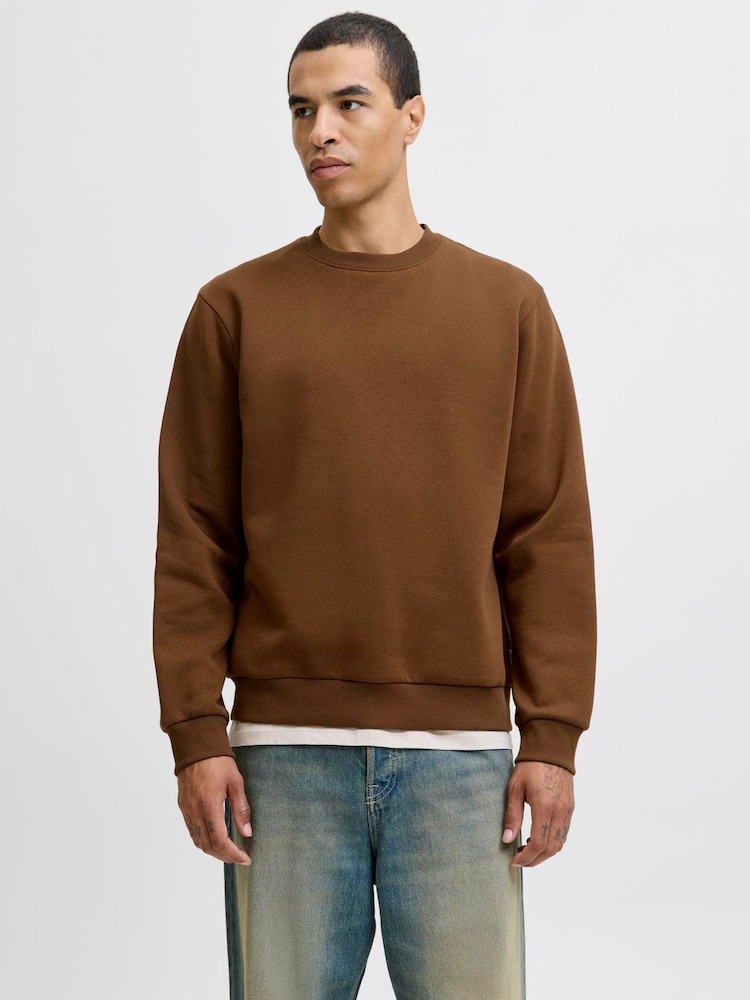 JACK & JONES Brown Relaxed Fit Plain Hoodie - Image 1 of 6