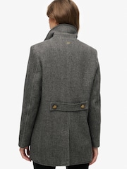 Superdry Grey Double Breasted Peacoat - Image 2 of 7