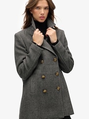 Superdry Grey Double Breasted Peacoat - Image 6 of 7