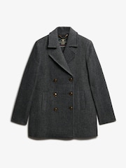 Superdry Grey Double Breasted Peacoat - Image 7 of 7