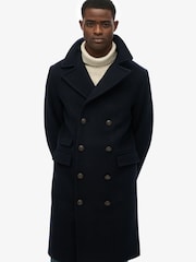 Superdry Blue The Merchant Store Wool Long Coat - Image 1 of 8