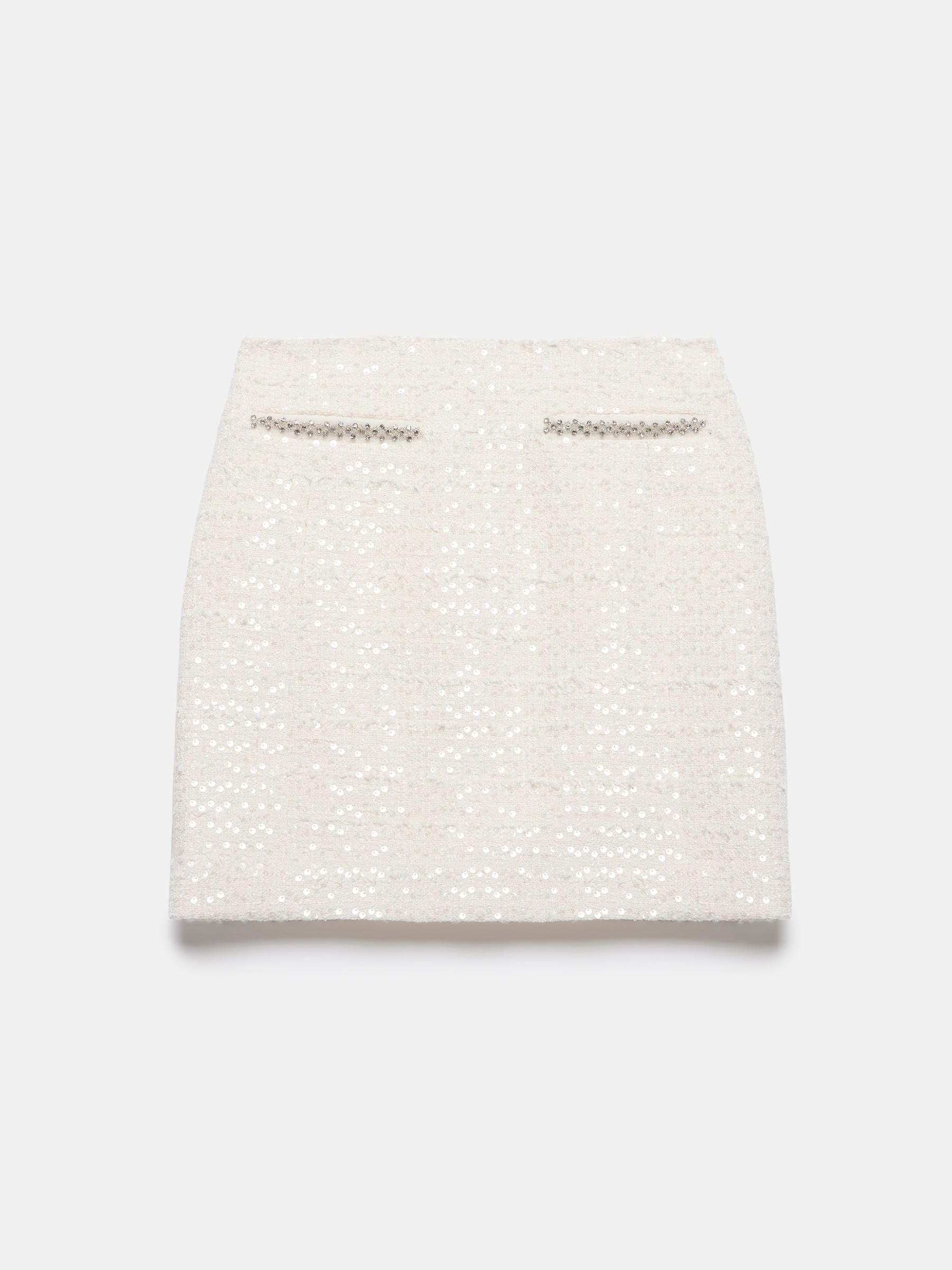 Buy Mint Velvet White Boucle Sequin Mini Skirt from Next USA