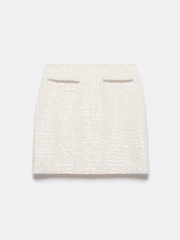 Mint Velvet White Boucle Sequin Mini Skirt - Image 6 of 7