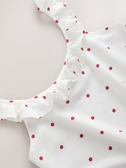 Cream/Red Polka Dot Ruffle Detail Scoop Neck Cami with Linen - Image 2 of 3