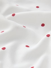 Cream/Red Polka Dot Ruffle Detail Scoop Neck Cami with Linen - Image 3 of 3