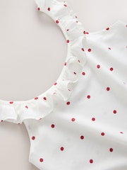Cream/Red Polka Dot - Ruffle Detail Scoop Neck Cami with Linen - Image 7 de 8