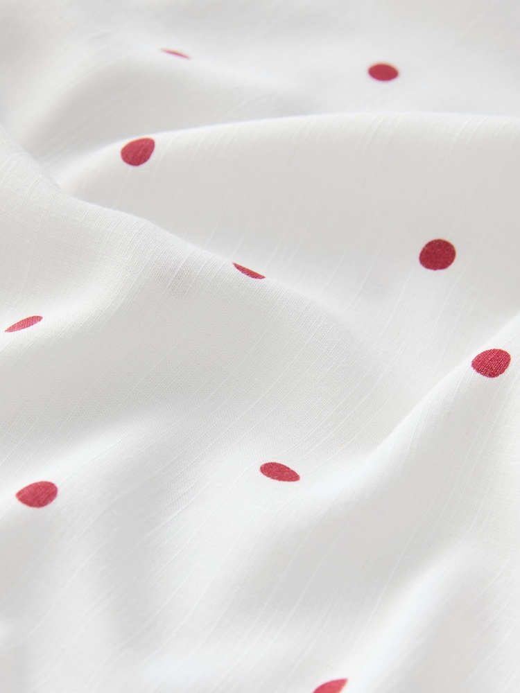 Cream/Red Polka Dot - Ruffle Detail Scoop Neck Cami with Linen - Image 8 de 8