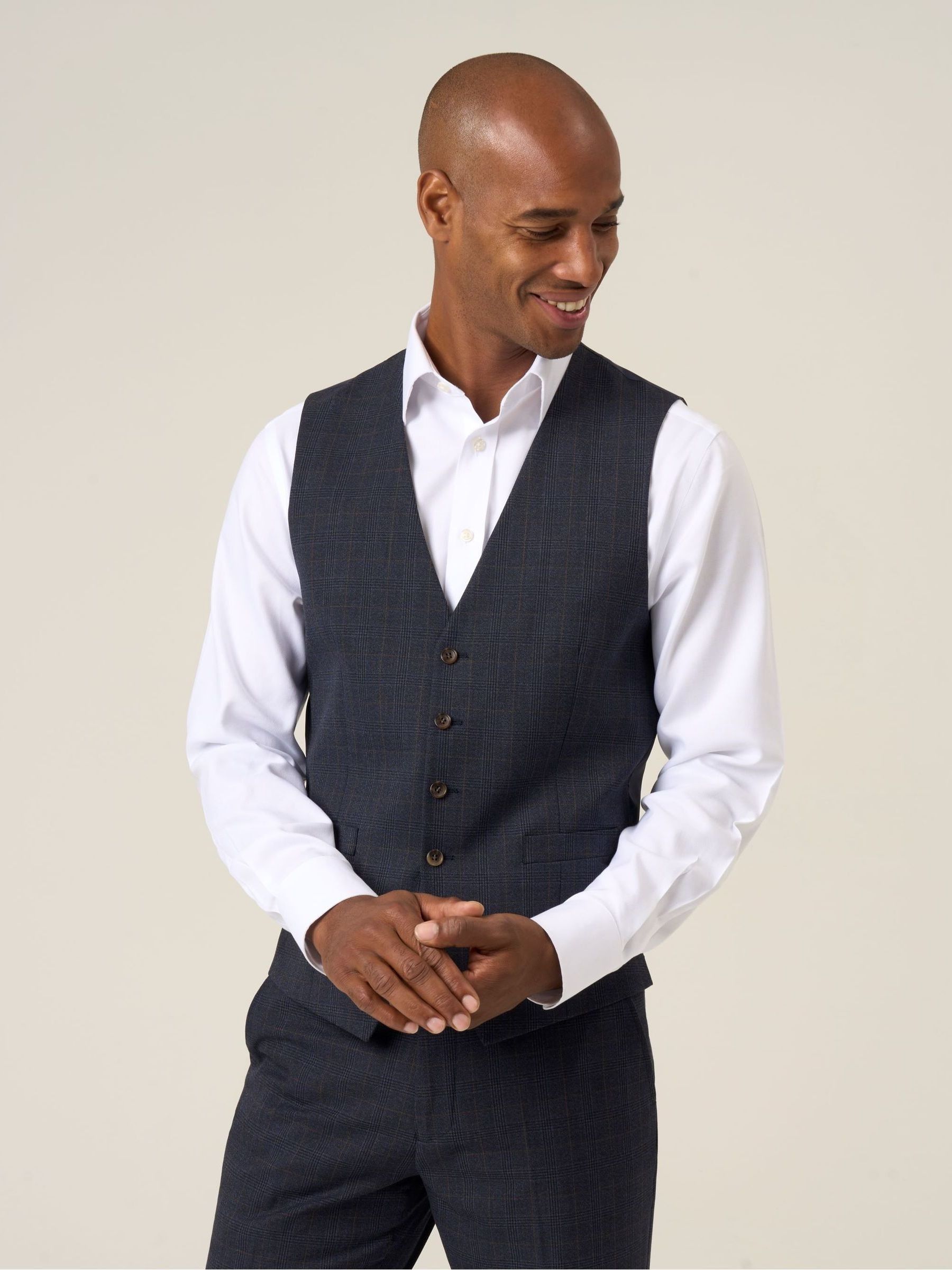 Buy Skopes Blue Elijah Suit Check Waistcoat from Next USA