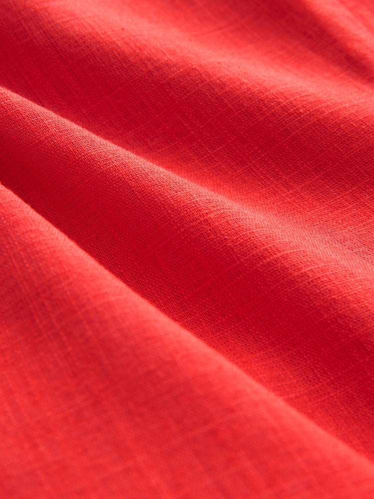 Red Structured Peplum Top with Linen - Image 6 of 6