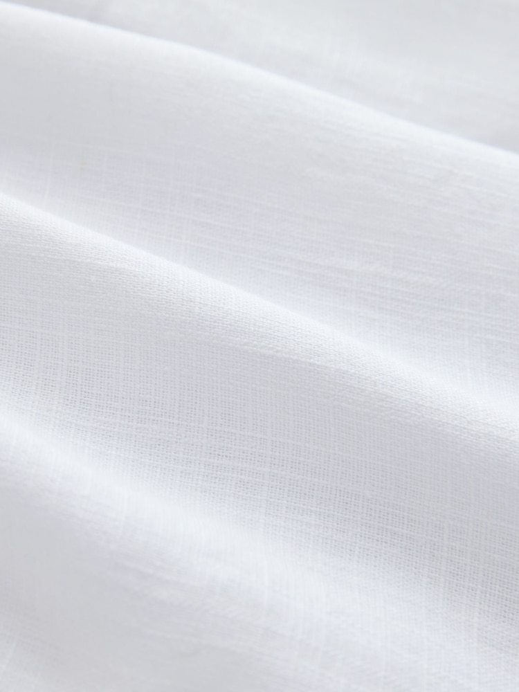 White Structured Peplum Top with Linen - Image 3 of 3