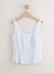 White Peplum Top with Linen - Image 4 of 6