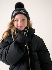 Baker by Ted Baker Black Sequin Knitted Pom Hat and Gloves Set - Image 2 of 6